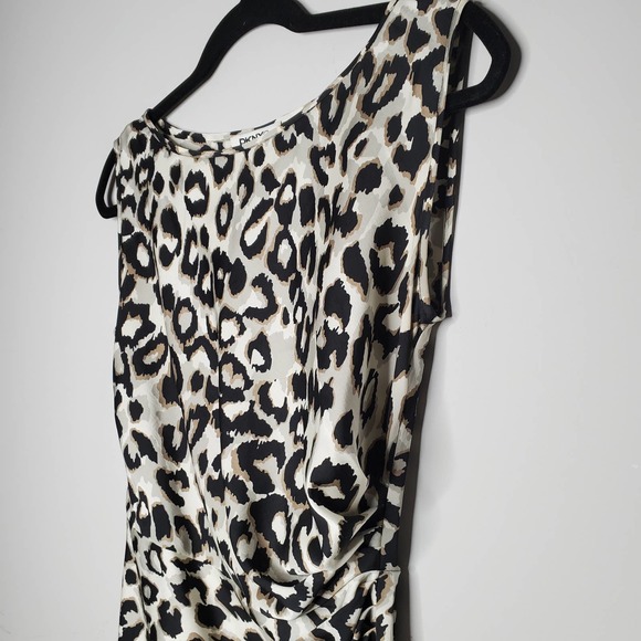 DKNYC Grey Black Tan Animal Print Sleeveless Mini Dress Sz 2 - Picture 3 of 7